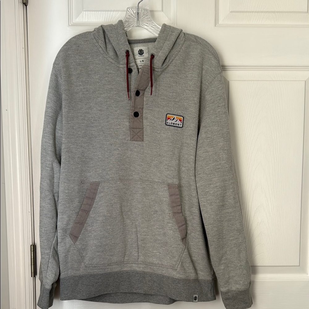 Gray Hoodie with Logo Patch